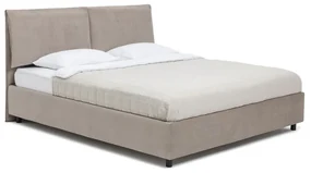 Łóżko tapicerowane dwuosobowe taupe z miejscem do przechowywania z materacem/kratką 160x200 cm Myra Pillow - Bonami Selection