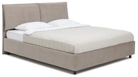 Łóżko tapicerowane dwuosobowe taupe z miejscem do przechowywania z materacem/kratką 180x200 cm Myra Pillow - Bonami Selection