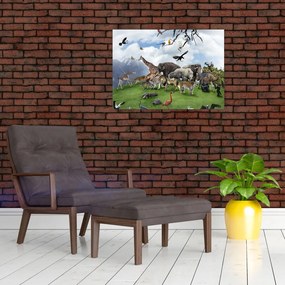 Obraz - Zwierzątka na wyspie (70x50 cm)