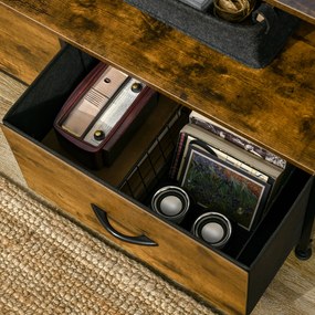 HOMCOM Szafka do przechowywania z szufladami materiałowymi półki MDF metalowa rama brązowa | Aosom PL