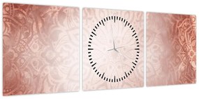 Obraz - Różowa mandala (z zegarem) (90x30 cm)