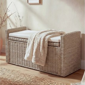 Ławka Genua z rattanu z schowkiem,  Kubu szara