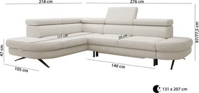 Narożnik OTIS L Prawostronny Regulowane Zagłówki wolnostojący tkanina AURORA 01 WERSAL