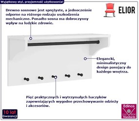 Duży wieszak ścienny na ubrania biały Likoro