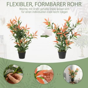 HOMCOM Sztuczna Photinia 90 cm roślina sztuczna z 300 liśćmi, z regulowanymi gałęziami, 45 x 45 x 90 cm, Czerwony+Zielony | Aosom PL