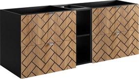 Meble łazienkowe, Złoty dąb rzemieślniczy, 140 x 57 x 46 cm, srebrne uchwyty