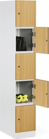 Szafka skrytkowa S1, 5 schowków, 1850 x 300 x 500 mm, zamek cylindryczny, drzwi laminowane, dąb naturalny