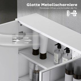 HOMCOM Szafa łazienkowa z lustrem, szafka z 3 lustrowanymi drzwiami, montaż na ścianie, 90 x 15,5 x 60 cm, płyta wiórowa, Biała | Aosom PL