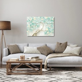 Obraz na szkle - Złote kwitnące drzewo (70x50 cm)