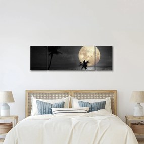Obraz - Plaża pod pełnią księżyca w odcieniach szarości (170x50 cm)