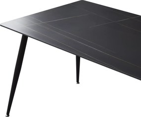 Stół jadalniany RION 130x70 cm z ceramicznym blatem, czarny marmur
