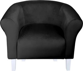 Fotel Milo tkanina Welur wygodny fotel tapicerowany do salonu i sypialni : Kolor nogi - Biała, Kolor tkaniny - VELVET - MG19, Wysokość nogi - 15 cm