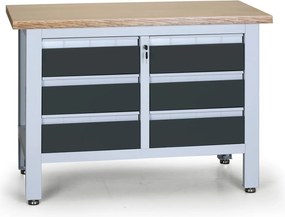 Stół warsztatowy G6, 6 szuflad, 1200 x 600 x 860 - 900 mm, grafitowy