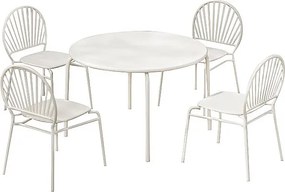 Zestaw mebli jadalnianych ogrodowych z metalu: stół o śr. 110 cm i 4 krzesła - Beżowy - CEDEIRA marki MYLIA