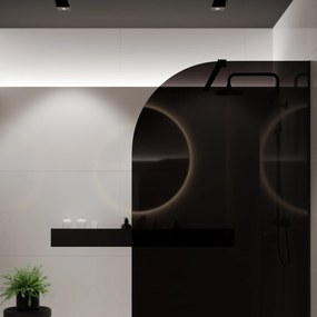 Ścianka prysznicowa WALK IN FIX czarna półokrągła 8 mm MOLIS Black Moon MASSI | różne rozmiary : Kolor profili kabiny - złoty, Szerokość ścianki - 70 cm, Typ montażu - WALK in FIX (Do ściany)