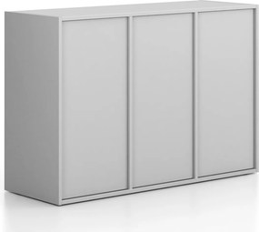 Szafa biurowa FRAME, niska, 3 drzwi, 1299 x 450 x 881 mm, PUSH-lock, szary