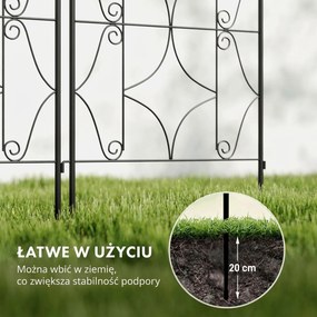 Outsunny Pergola Metalowa 2 szt. Wkopywana, Antykorozyjne Wsparcie dla Roślin Pnących 50x150 cm, Czarna