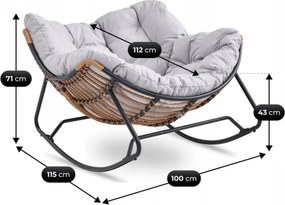 Fotel Bujany Ogrodowy ELTON na Płozach Szary Nowoczesny