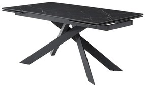 Stół do jadalni rozkładany dla 6 do 10 osób z ceramiki, szkła hartowanego i metalu - Efekt czarnego marmuru - COREMA Pascala Morabito