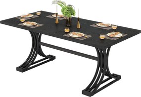 Stół jadalny prostokątny 160 cm dla 4–6 osób, nowoczesne stoły kuchenne ze stylowymi metalowymi nogami w kształcie kozła