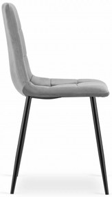Krzesło aksamitne KARA jasnoszare na czarnych nogach