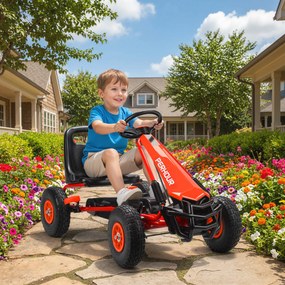 AIYAPLAY Gokart na pedały dla dzieci, regulowane siedzenie, opony EVA, hamulec, sprzęgło, 3-8 lat, Czerwony