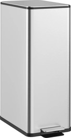 HOMCOM Kosz na śmieci 20L, ciche zamykanie, przegródka na odświeżacz, odporny na odciski, stal nierdzewna, srebrny