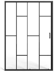 Przesuwane drzwi prysznicowe z matowego czarnego metalu w stylu loftowym - Szkło antyosadowe - 120 x 195 cm - SONIKRA