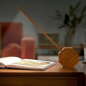 Ciemnobrązowa lampa stołowa LED w dekorze czereśni (wysokość 39,5 cm) Octagon One – Gingko