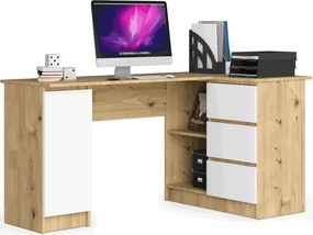 Prawostronne biurko z 3 szufladami dąb artisan + biały G7-N69
