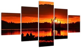 Obraz - Rybacy na jeziorze (125x70 cm)