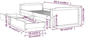 Białe Sosnowe Pojedyncze Łóżko Z Szufladami 90X200 Kramer