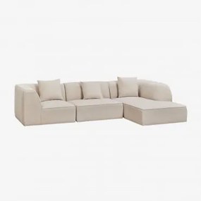 Sofa Modułowy Z Prawym Szezlongiem, 3-częściowy, Tapicerowany Cardea Szenila Kremowy Beż - Sklum