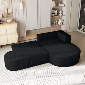 Masseno Narożnik CORTIO z funkcją spania i pojemnikiem na pościel Narozniki L, Rozkładana sofa - Czarny, POSO 135