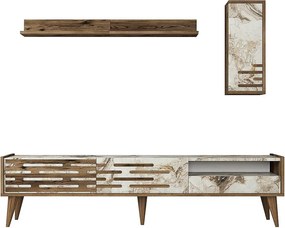 Elegancka szafka pod TV – 180 cm – orzech i biel – melamina