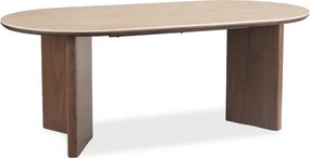 Stół Owalny DARIUS 200 cm Trawertyn/Orzech Japandi