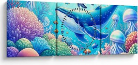 Obraz – Podwodny świat (z zegarem) (90x30 cm)