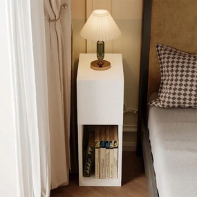 Szafka nocna biała z szufladą stolik z półką nowoczesny loft do sypialni