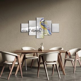 Obraz - Sikora modraszka w lesie (125x70 cm)