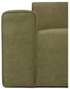 Zielony końcowy moduł sztruksowej sofy Scandic Sting, 124 cm, lewostronny