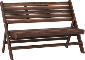 Outsunny Ławka ogrodowa dwuosobowa z oparciem Drewniana Wypalana 122x63x83 cm do 250 kg | Aosom PL