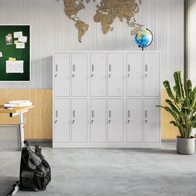 Szkolna szafka skrytkowa do szatni Bartuś 2 Plus, 55,9x45x150 cm, szara