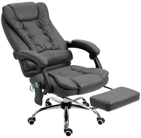 Vinsetto Fotel z masażerem Fotel Biurowy z Funkcją Masażu Ergonomiczny 65x160x104cm Szary | Aosom PL