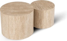 Zestaw Stolików Kawowych LEILA 38 cm/48 cm Trawertyn Nowoczesny