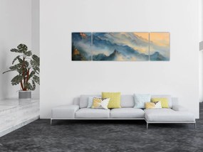 Obraz - Malowany górski krajobraz (170x50 cm)