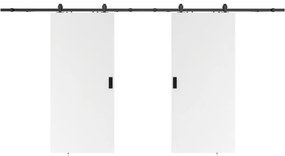 Drzwi przesuwne naścienne podwójne - 2 x wys. 205 x szer. 83 cm - MDF + białe PCV - VARIN II