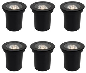 Zestaw 6 nowoczesnych lamp ogrodowych do wkopania czarnych AR70 regulowanych IP65 - Delux