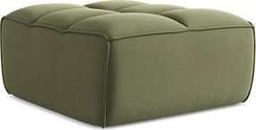 Pufa - z tkaniny welwetowej - oliwkowy - KALAI