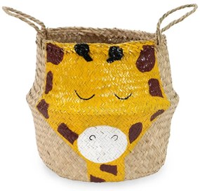 Żółto-naturalny dziecięcy kosz na zabawki z trawy morskiej ø 30x28 cm Giraffe – Compactor