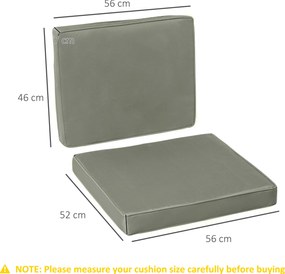 Outsunny Zestaw 2 poduszek na siedzisko 56 x 52 cm, Poduszki na krzesła z zamkiem, Pokrycie z materiału, 7 cm grubości, Możliwość prania, Ciemnoszary